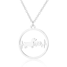 Load image into Gallery viewer, Oly2u Stainless Steel Bull Terrier Bulldog Chihuahua Dachshunds Necklaces Pendants Lovely ECG Heartbeat Dog Necklaces for Women
