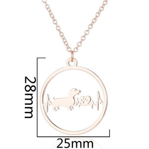 Oly2u Stainless Steel Bull Terrier Bulldog Chihuahua Dachshunds Necklaces Pendants Lovely ECG Heartbeat Dog Necklaces for Women