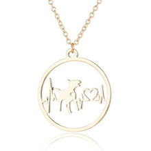 Load image into Gallery viewer, Oly2u Stainless Steel Bull Terrier Bulldog Chihuahua Dachshunds Necklaces Pendants Lovely ECG Heartbeat Dog Necklaces for Women

