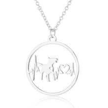 Load image into Gallery viewer, Oly2u Stainless Steel Bull Terrier Bulldog Chihuahua Dachshunds Necklaces Pendants Lovely ECG Heartbeat Dog Necklaces for Women
