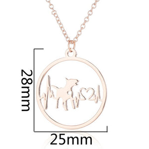 Oly2u Stainless Steel Bull Terrier Bulldog Chihuahua Dachshunds Necklaces Pendants Lovely ECG Heartbeat Dog Necklaces for Women
