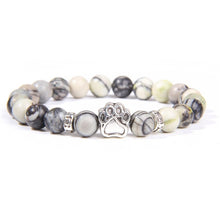 Load image into Gallery viewer, Natural Stone Paw Print Charm Bracelet Homme Femme Pet Round Beaded Bracelets Cat Dog Lovers Jewelry Bracelets Gifts
