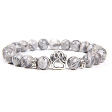 Load image into Gallery viewer, Natural Stone Paw Print Charm Bracelet Homme Femme Pet Round Beaded Bracelets Cat Dog Lovers Jewelry Bracelets Gifts

