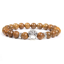 Load image into Gallery viewer, Natural Stone Paw Print Charm Bracelet Homme Femme Pet Round Beaded Bracelets Cat Dog Lovers Jewelry Bracelets Gifts
