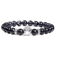 Load image into Gallery viewer, Natural Stone Paw Print Charm Bracelet Homme Femme Pet Round Beaded Bracelets Cat Dog Lovers Jewelry Bracelets Gifts

