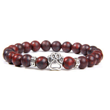 Load image into Gallery viewer, Natural Stone Paw Print Charm Bracelet Homme Femme Pet Round Beaded Bracelets Cat Dog Lovers Jewelry Bracelets Gifts
