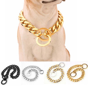 15mm Strong Various Color Stainless Steel Dog Collar Dogs Training Choke Chain Collars for Large Dogs Pitbull Bulldog Necklace