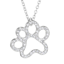 Load image into Gallery viewer, Shellhard Crystal Rhinestone Pendant Chain Necklace Silver Color Dog Puppy Paw Footprint Necklaces Love Animal Pet Jewelry
