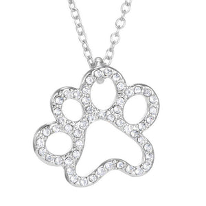 Shellhard Crystal Rhinestone Pendant Chain Necklace Silver Color Dog Puppy Paw Footprint Necklaces Love Animal Pet Jewelry