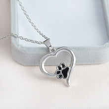 Load image into Gallery viewer, Shellhard Crystal Rhinestone Pendant Chain Necklace Silver Color Dog Puppy Paw Footprint Necklaces Love Animal Pet Jewelry
