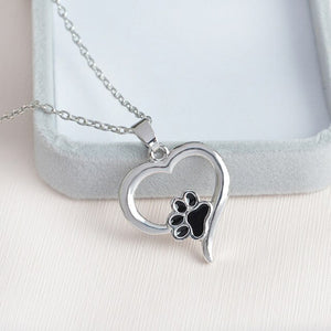 Shellhard Crystal Rhinestone Pendant Chain Necklace Silver Color Dog Puppy Paw Footprint Necklaces Love Animal Pet Jewelry