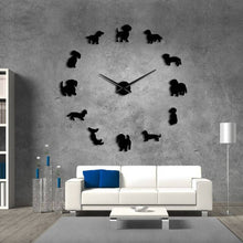 Load image into Gallery viewer, DIY Dachshund Wall Art Wiener-Dog Puppy Dog Pet Frameless Giant Wall Clock With Mirror Effect Sausage Dog Large Clock Wall Watch
