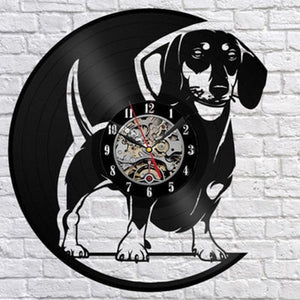 Cute Pet Dog Living Room Decoration Watch European American Style Design Retro Personality Vinyl Wall Clock Home Decor Clocks