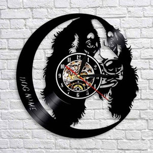 Cute Pet Dog Living Room Decoration Watch European American Style Design Retro Personality Vinyl Wall Clock Home Decor Clocks