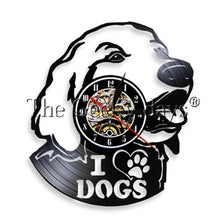 Load image into Gallery viewer, Cute Pet Dog Living Room Decoration Watch European American Style Design Retro Personality Vinyl Wall Clock Home Decor Clocks
