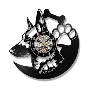 Cute Pet Dog Living Room Decoration Watch European American Style Design Retro Personality Vinyl Wall Clock Home Decor Clocks