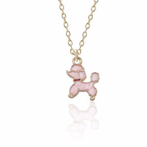 Fashion Creative Dog Necklace Glamour Female Animal Cute Puppy Pendant Kawaii White Pink Black Poodle Dog Necklace Pendant Gift