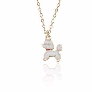 Fashion Creative Dog Necklace Glamour Female Animal Cute Puppy Pendant Kawaii White Pink Black Poodle Dog Necklace Pendant Gift