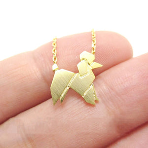 Elegant Origami Poodle Dog Necklace Body Jewelry Stainless Steel Collares Gold Chain Pet Dog Pendant Necklace Women Girl Bijoux