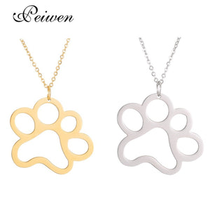 Hollow Pet Paw Pendant Necklace Cute Stainless Steel Animal Dog Cat Footprint Necklace For Women Men Girls Jewelry Charm Choker