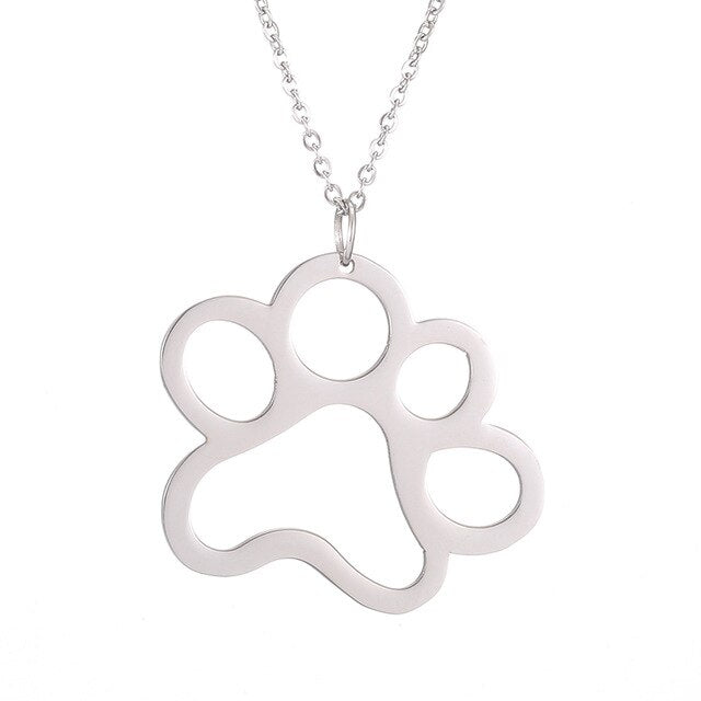 Hollow Pet Paw Pendant Necklace Cute Stainless Steel Animal Dog Cat Footprint Necklace For Women Men Girls Jewelry Charm Choker