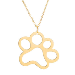 Hollow Pet Paw Pendant Necklace Cute Stainless Steel Animal Dog Cat Footprint Necklace For Women Men Girls Jewelry Charm Choker