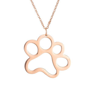 Hollow Pet Paw Pendant Necklace Cute Stainless Steel Animal Dog Cat Footprint Necklace For Women Men Girls Jewelry Charm Choker