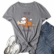 Load image into Gallery viewer, Women's T-shirt Just Do Nothing Printed Tops Tees Harajuku Korean Clothes Tshirt Dog Lying On Tree Cute Graphic T Shirt
