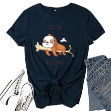 Load image into Gallery viewer, Women's T-shirt Just Do Nothing Printed Tops Tees Harajuku Korean Clothes Tshirt Dog Lying On Tree Cute Graphic T Shirt
