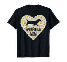 Load image into Gallery viewer, Dog Mom on Love Heart White Daisy Flowers  Dachshund TShirt
