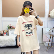 Load image into Gallery viewer, Women Casual Loose Half Sleeve Tshirt Female Cotton Dog Cartoon Graphic T-shirt Tumblr Clothing O Neck Tee Shirt Tops for Lady
