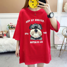 Load image into Gallery viewer, Women Casual Loose Half Sleeve Tshirt Female Cotton Dog Cartoon Graphic T-shirt Tumblr Clothing O Neck Tee Shirt Tops for Lady
