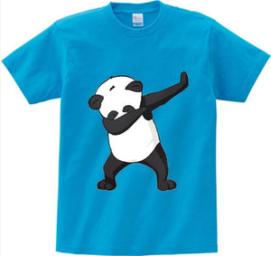 Cotton Boys Summer Tops Tee Dab Panda Dog Children funny T shirt  Dabbing Dance T-shirt For Kids Girls Celebrations Tshirt  NN