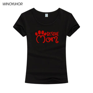 Rescue Mom Dog Cat Paw Print Women Tshirt Cotton Casual Funny T Shirt For Lady Girl Harajuku Top Tee Camiseta Femenina