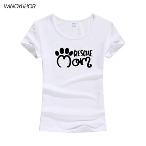 Rescue Mom Dog Cat Paw Print Women Tshirt Cotton Casual Funny T Shirt For Lady Girl Harajuku Top Tee Camiseta Femenina