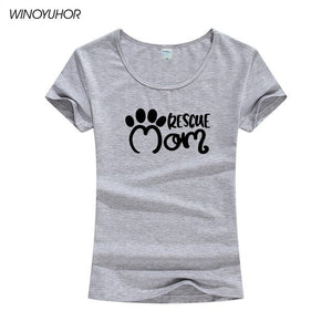 Rescue Mom Dog Cat Paw Print Women Tshirt Cotton Casual Funny T Shirt For Lady Girl Harajuku Top Tee Camiseta Femenina