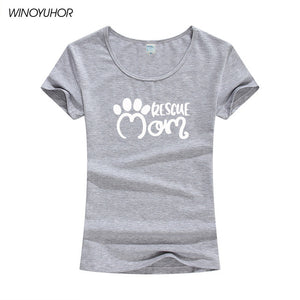 Rescue Mom Dog Cat Paw Print Women Tshirt Cotton Casual Funny T Shirt For Lady Girl Harajuku Top Tee Camiseta Femenina