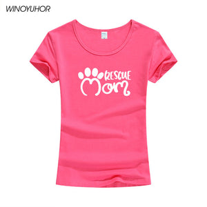 Rescue Mom Dog Cat Paw Print Women Tshirt Cotton Casual Funny T Shirt For Lady Girl Harajuku Top Tee Camiseta Femenina