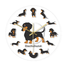 Load image into Gallery viewer, Cartoon Dachshund Print Wall Clock Wiener Dog Animal Dogs Pets Decorative Wall Watch Silent Movement For Kids Canine Vets Gifts
