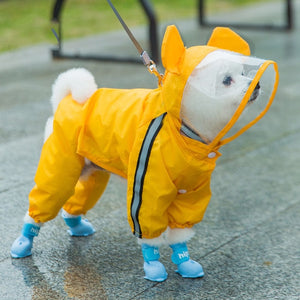 Pet Cat Dog Raincoat Hooded Reflective Puppy Small Dog Rain Coat Waterproof Jacket for Dogs Soft Breathable Mesh Dog Clothes