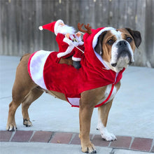 Load image into Gallery viewer, Pet Dog Christmas clothes Santa Claus riding a deer  Jacket Coat Pets  Christmas Dog Apparel Costumes for Big Dog or Small Dog
