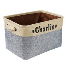 Load image into Gallery viewer, Personalized Pet Dog Toy Storage Basket Dog Canvas Bag Foldable Pet Toys Linen Storage Box Bins Dog Accessories Pet Supplies
