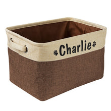 Load image into Gallery viewer, Personalized Pet Dog Toy Storage Basket Dog Canvas Bag Foldable Pet Toys Linen Storage Box Bins Dog Accessories Pet Supplies
