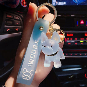 Fashion French Bulldog Keychain for Women Bag Pendant Transparent Colorful Dog Keychains Men Car Key Ring 2020 Christmas Gift