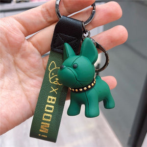 Classic French Punk Bulldog Keychain Men Car Key Ring Key Chain Jewelry PU Leather Dog Keychains for Women Bag Charm Trinket