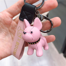 Load image into Gallery viewer, Classic French Punk Bulldog Keychain Men Car Key Ring Key Chain Jewelry PU Leather Dog Keychains for Women Bag Charm Trinket
