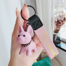 Load image into Gallery viewer, Fashion Punk French Bulldog Keychain PU Leather Dog Keychains for Women Bag Pendant Jewelry Trinket Men&#39;s Car Key Ring Key Chain
