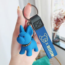 Load image into Gallery viewer, Fashion Punk French Bulldog Keychain PU Leather Dog Keychains for Women Bag Pendant Jewelry Trinket Men&#39;s Car Key Ring Key Chain
