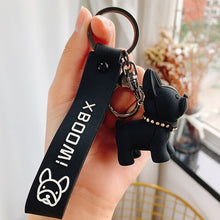 Load image into Gallery viewer, Fashion Punk French Bulldog Keychain PU Leather Dog Keychains for Women Bag Pendant Jewelry Trinket Men&#39;s Car Key Ring Key Chain
