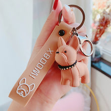 Load image into Gallery viewer, Fashion Punk French Bulldog Keychain PU Leather Dog Keychains for Women Bag Pendant Jewelry Trinket Men&#39;s Car Key Ring Key Chain
